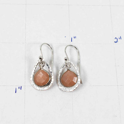 Peach Moonstone Pear Earrings