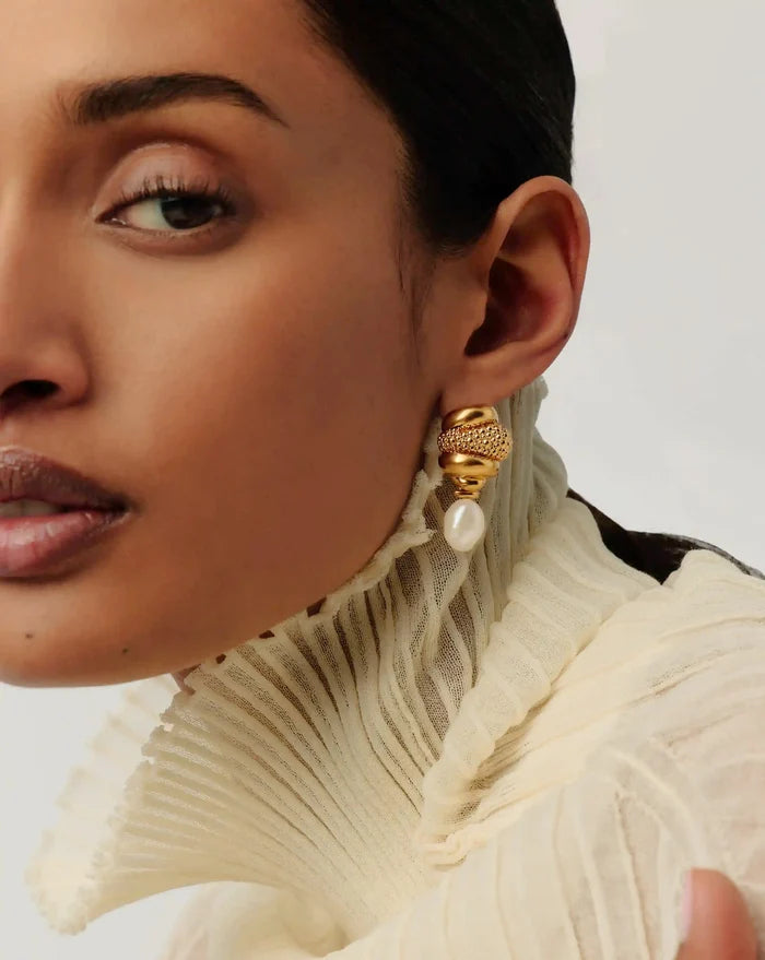 Pearl Baya Charm Drop Earrings | 18ct Gold Plated/Pearl Earrings Missoma
