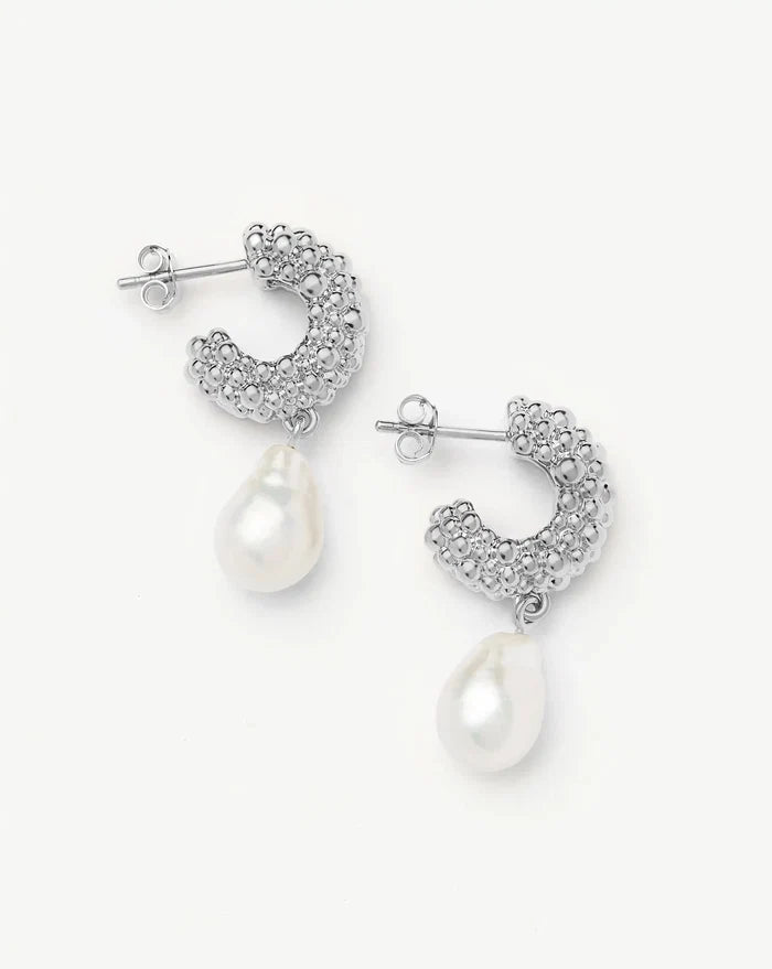 Pearl Baya Charm Hoop Earrings | Silver Plated/Pearl Earrings Missoma