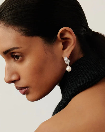 Pearl Baya Charm Hoop Earrings | Silver Plated/Pearl Earrings Missoma