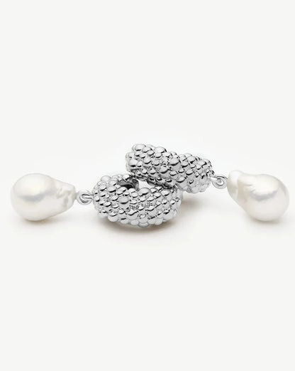 Pearl Baya Charm Hoop Earrings | Silver Plated/Pearl Earrings Missoma