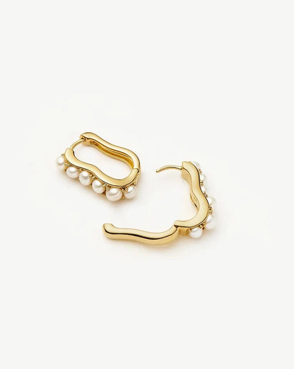 Pearl Wave Small Hoop Earrings | 18ct Gold Plated/Pearl Earrings Missoma