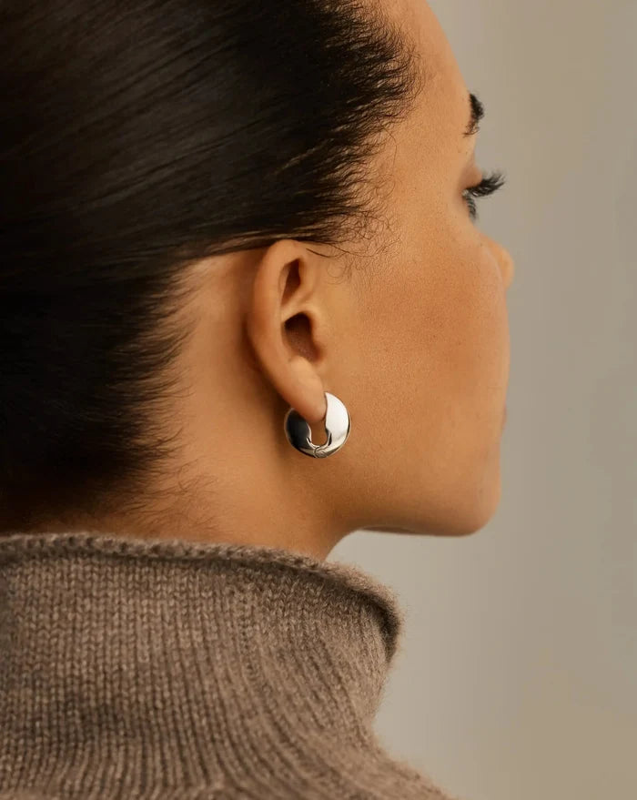 Pebble Hinged Hoop Earrings | Platinum Plated Earrings Missoma