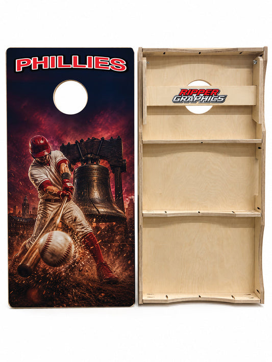 Philadelphia Phillies Baseball Inspired Cornhole Design