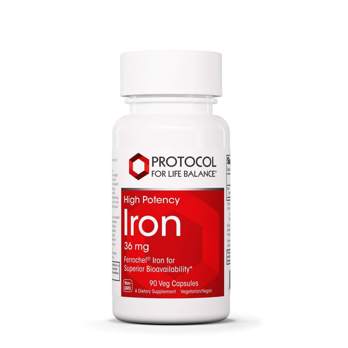 Protocol For Life Balance High Potency Iron 36mg 90 Vcaps - P1444 - The Oasis of Health