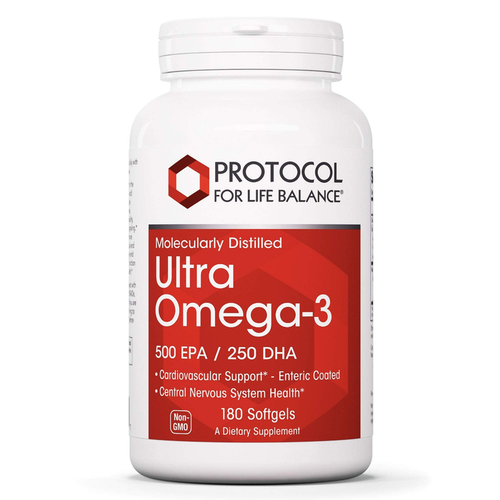 Protocol For Life Balance Molecularly Distilled Ultra Omega-3 500 EPA / 250 DHA 180 Softgels