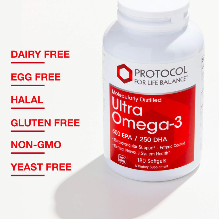 Protocol For Life Balance Molecularly Distilled Ultra Omega-3 500 EPA / 250 DHA 180 Softgels