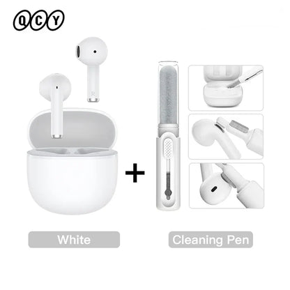 White earbuds and cleaning pen.