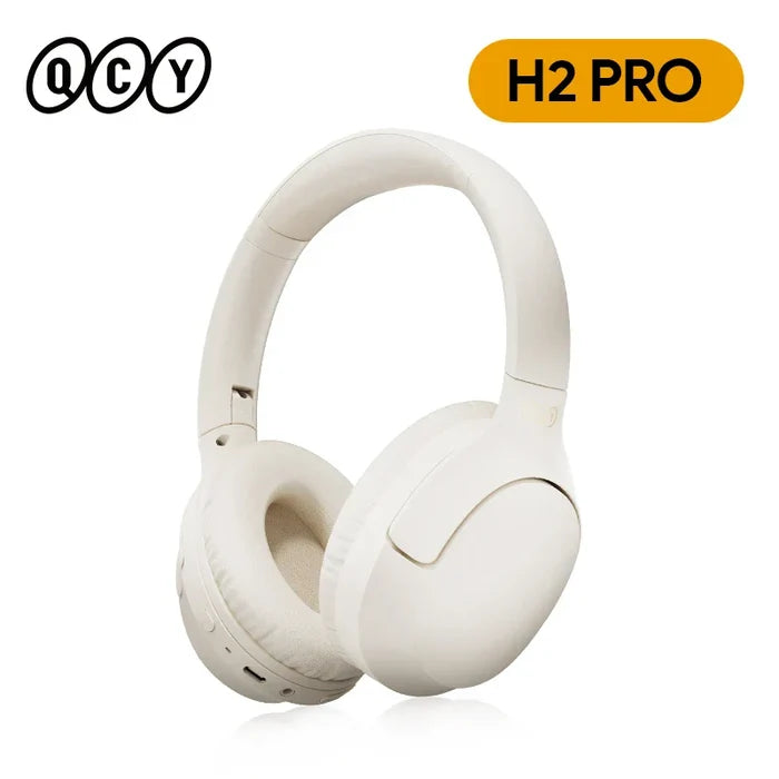 Beige over-ear headphones.