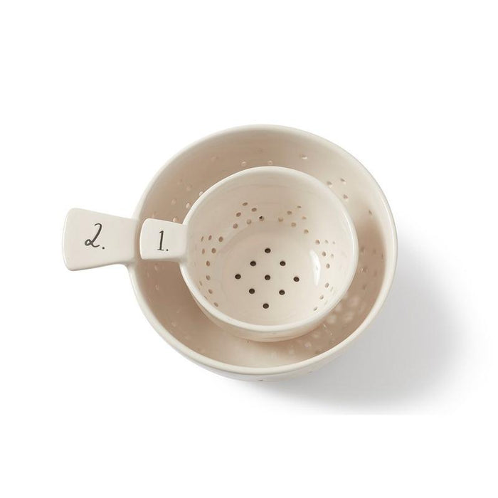 RAE DUNN CLAY - STEM PRINT COLANDER SET OF 2
