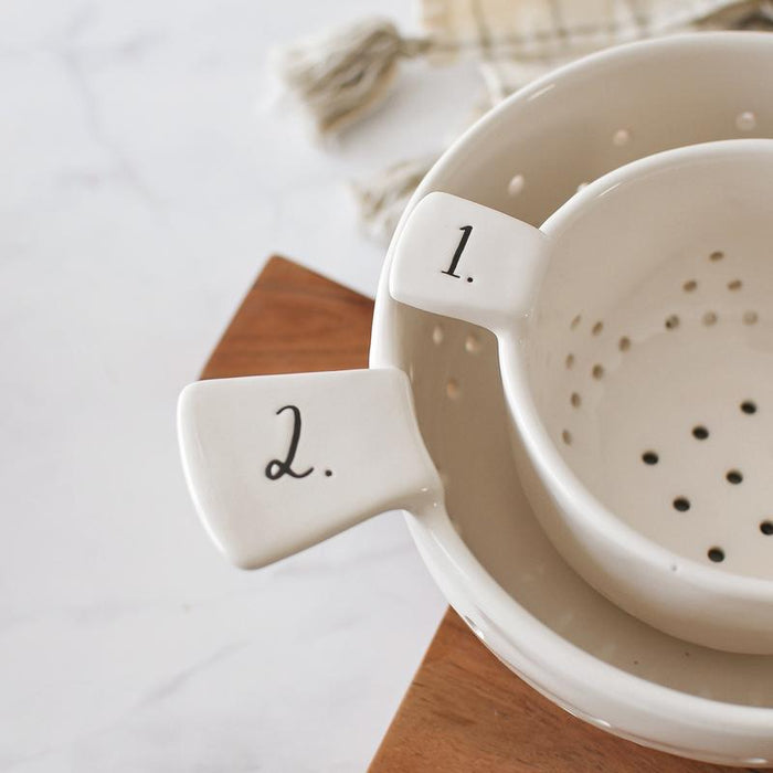 RAE DUNN CLAY - STEM PRINT COLANDER SET OF 2