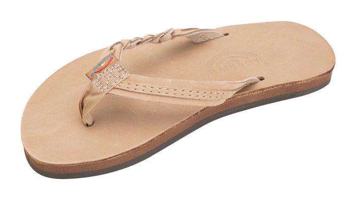 Rainbow Kids' Flirty Braidy Premier Leather Braided 1/2" Strap Sandal Footwear Rainbow Sandals Sierra Brown 13/1