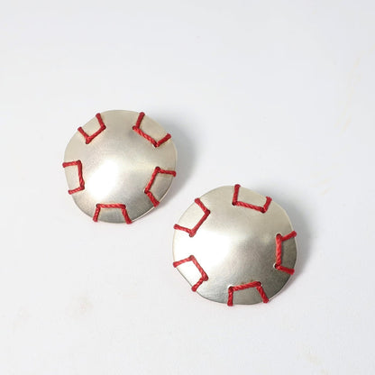 Red Stitched Earrings