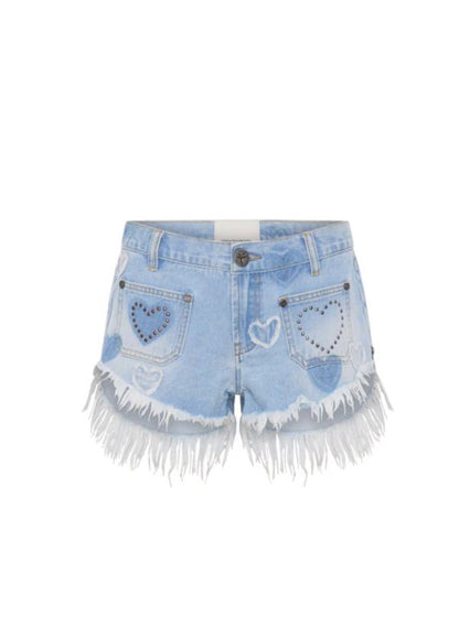 Shorts One Teaspoon Retro Dukes Denim Shorts Studded Blue Heart Apoella