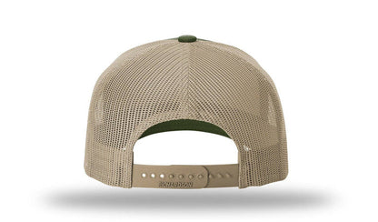 Richardson 112FP - 5-Panel Premium Trucker Snapback Hat: Heather Grey/Amber Gold