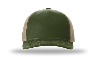 Richardson 112FP - 5-Panel Premium Trucker Snapback Hat: Heather Grey/Amber Gold