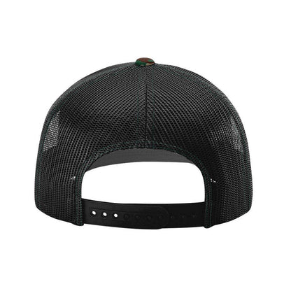 Richardson 112P Printed Trucker Hat Snapback Cap: Army Green Camo/Black