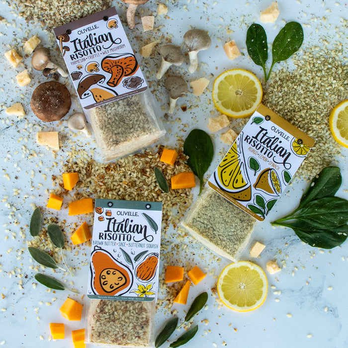 Truffle Risotto, Lemon Risotto, and Butternut Squash Risotto