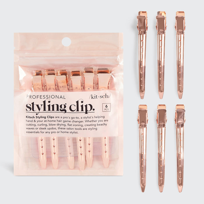 Rose Gold Styling Hair Clips 6pc Set