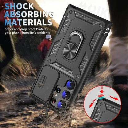 Rugged protective case for a smartphone with multiple camera lenses and shock-absorbing features.