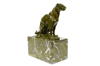 Signed Book End Bookend Cougar Mountain Lion Bronze Statue Sculpture Art