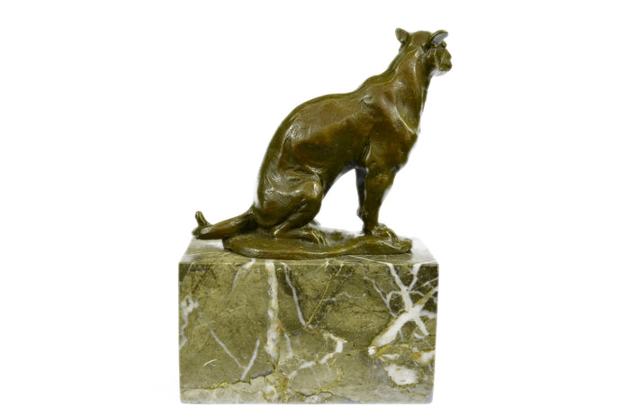Signed Book End Bookend Cougar Mountain Lion Bronze Statue Sculpture Art