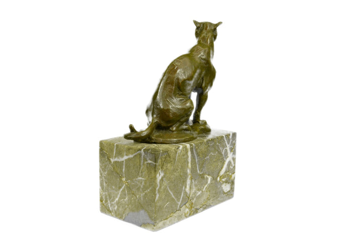 Signed Book End Bookend Cougar Mountain Lion Bronze Statue Sculpture Art