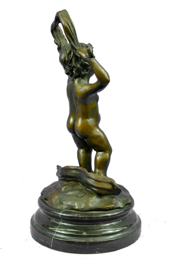 Signed Original Moreau Cherub Like Dancing Child Bronze Statue Sculpture Figure