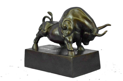 Signed Original Williams Limited Edition Bulls Bronze Sculpture Marble Base Stat
