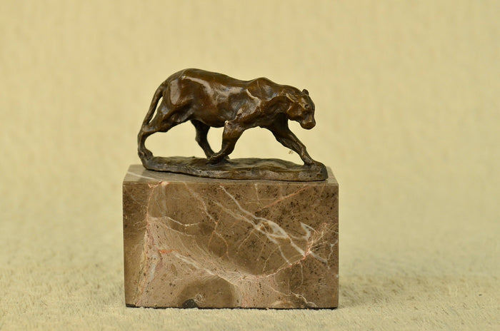 Signed Panther Lioness Bronze Sculpture Bookend Figure Statue Figurine