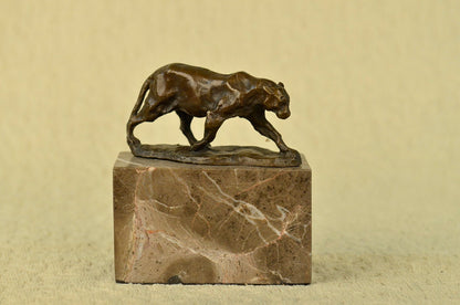 Signed Panther Lioness Bronze Sculpture Bookend Figure Statue Figurine