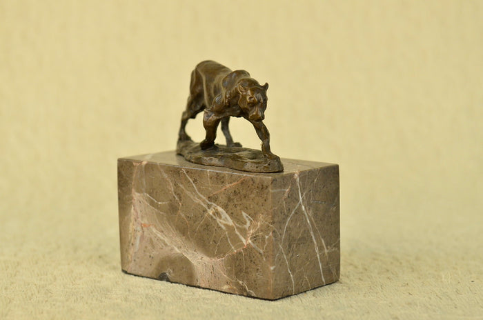 Signed Panther Lioness Bronze Sculpture Bookend Figure Statue Figurine