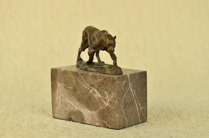 Signed Panther Lioness Bronze Sculpture Bookend Figure Statue Figurine