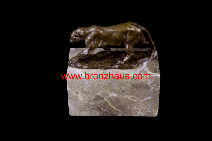 Signed Panther Lioness Bronze Sculpture Bookend Figure Statue Figurine