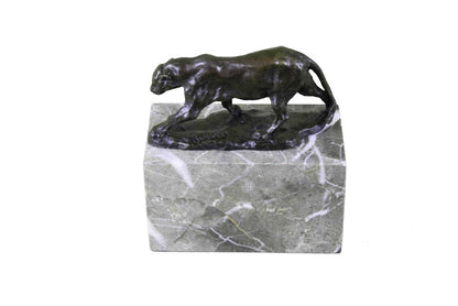 Signed Panther Lioness Bronze Sculpture Bookend Figure Statue Figurine