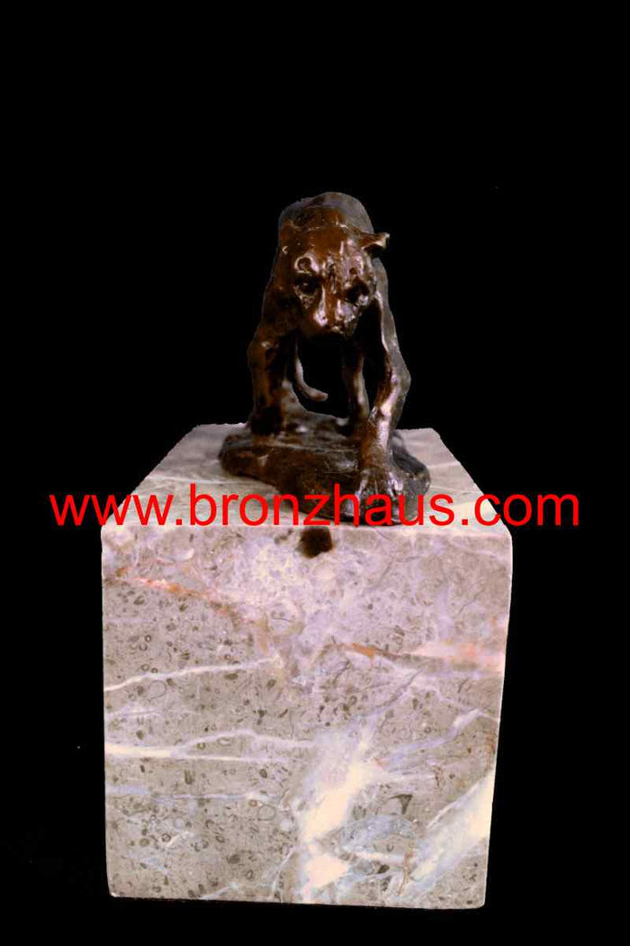 Signed Panther Lioness Bronze Sculpture Bookend Figure Statue Figurine