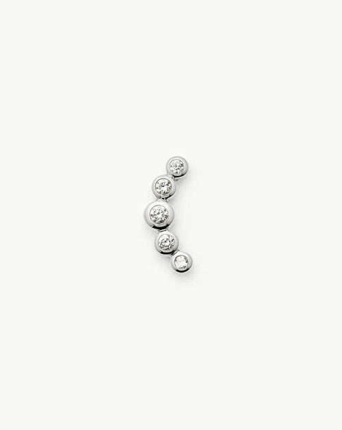 Solid Gold Diamond Ear Climber Flat Back Stud Earring | 9ct Solid White Gold Earrings Missoma