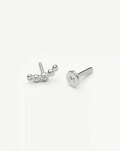 Solid Gold Diamond Ear Climber Flat Back Stud Earring | 9ct Solid White Gold Earrings Missoma
