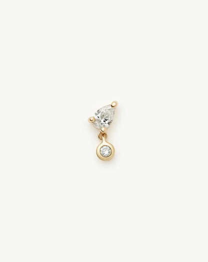 Solid Gold Pear Diamond Charm Flat Back Stud Earring | 9ct Solid Gold Earrings Missoma