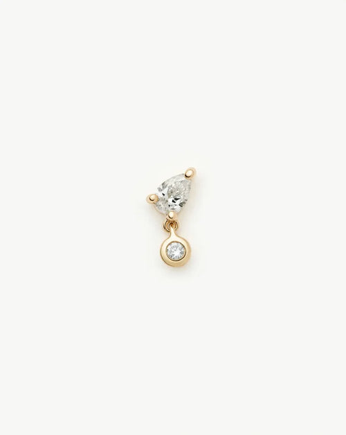 Solid Gold Pear Diamond Charm Flat Back Stud Earring | 9ct Solid Gold Earrings Missoma
