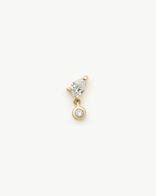 Solid Gold Pear Diamond Charm Flat Back Stud Earring | 9ct Solid Gold Earrings Missoma