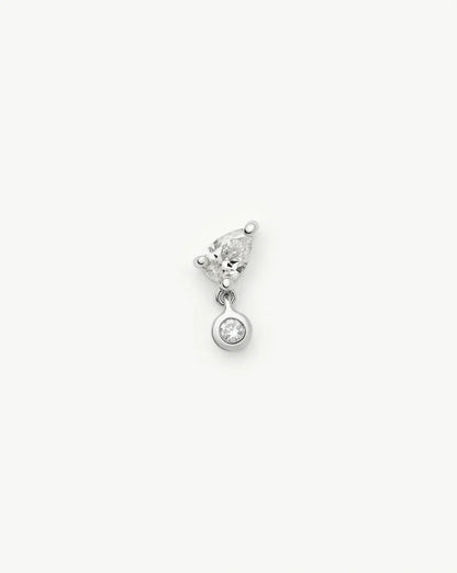 Solid Gold Pear Diamond Charm Flat Back Stud Earring | 9ct Solid White Gold Earrings Missoma