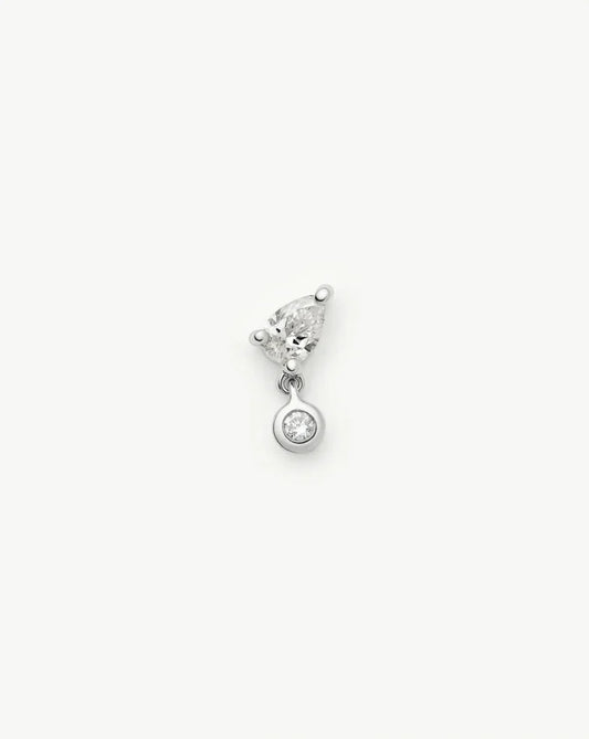 Solid Gold Pear Diamond Charm Flat Back Stud Earring | 9ct Solid White Gold Earrings Missoma
