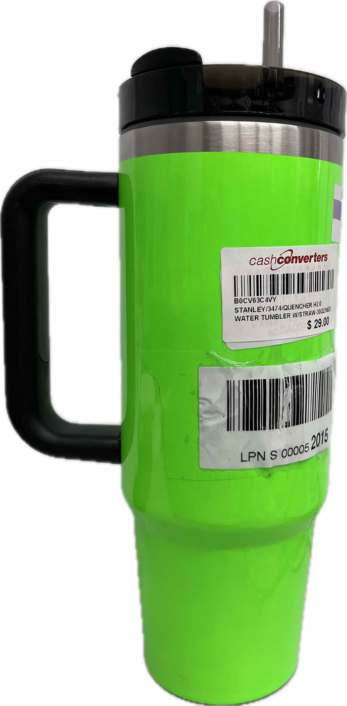 Stanley Quencher H2.0 FlowState Stainless Steel Vacuum Insulated Tumbler With Lid And Straw Neon Green 30oz