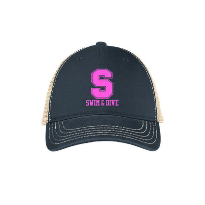 Staples Girls Swim & Dive Distressed Hat Logowear Staples Girls Swim & Dive Pink S