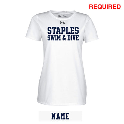 Staples Girls Swim & Dive UA Short Sleeve Logowear Staples Girls Swim & Dive White Ladies XS