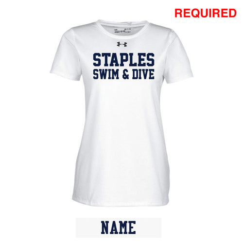 Staples Girls Swim & Dive UA Short Sleeve Logowear Staples Girls Swim & Dive White Ladies XS