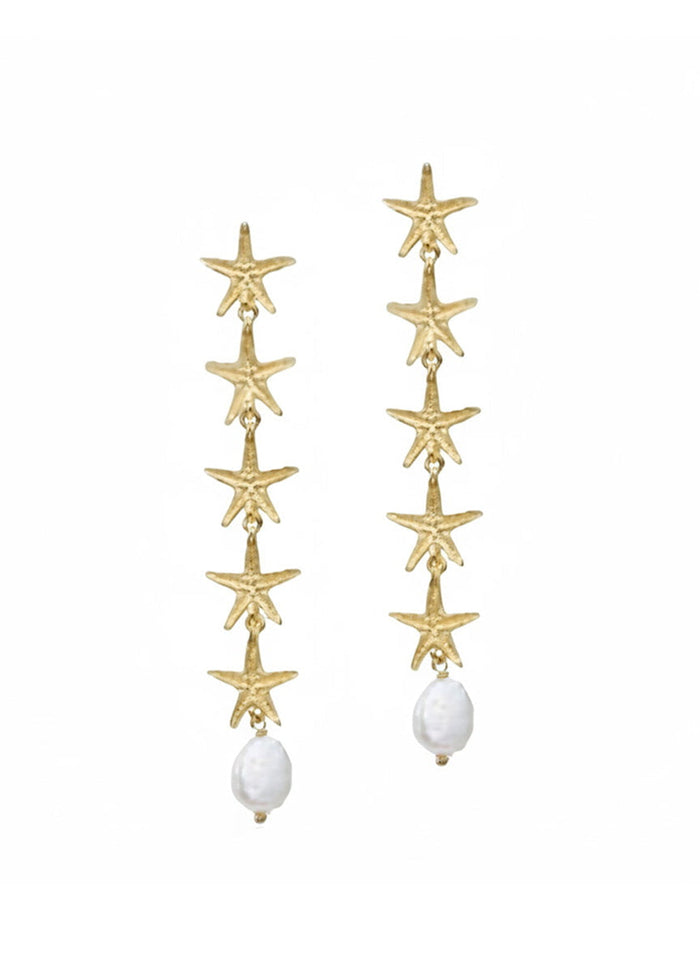 Earrings Antonia Karra Starfish Rain Earrings Pearl Gold Plated O/S Apoella