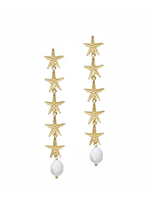 Earrings Antonia Karra Starfish Rain Earrings Pearl Gold Plated O/S Apoella