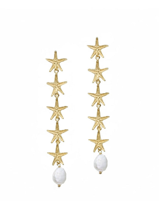 Earrings Antonia Karra Starfish Rain Earrings Pearl Gold Plated O/S Apoella